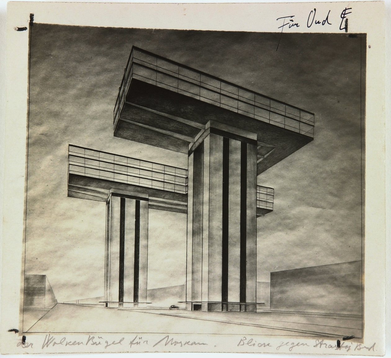 Arranha-céu Wolkenbügel na Strastnoy Boulevard em Moscou, 1925 de Eliezer Markowich Lissitzky