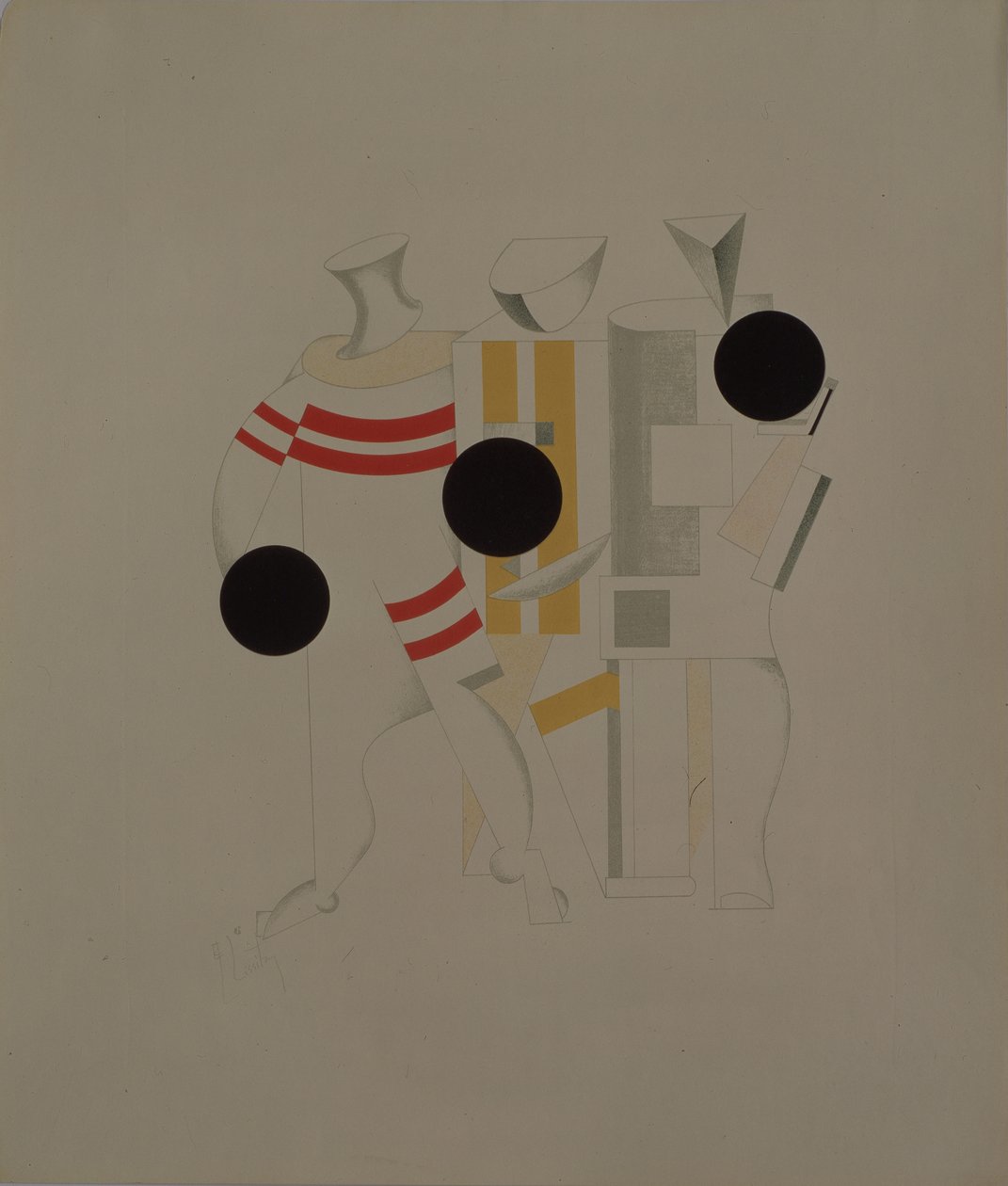 Desportistas. Estatueta para a ópera Vitória sobre o sol de A. Kruchenykh, 1920-1921 de Eliezer Markowich Lissitzky