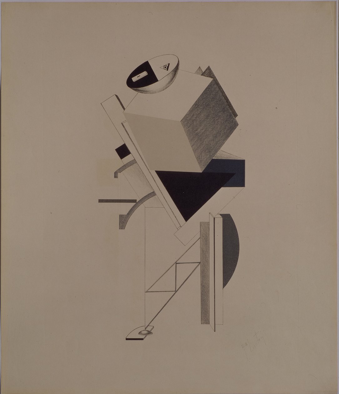 Cara forte. Estatueta para a ópera Vitória sobre o sol de A. Kruchenykh, 1920-1921 de Eliezer Markowich Lissitzky