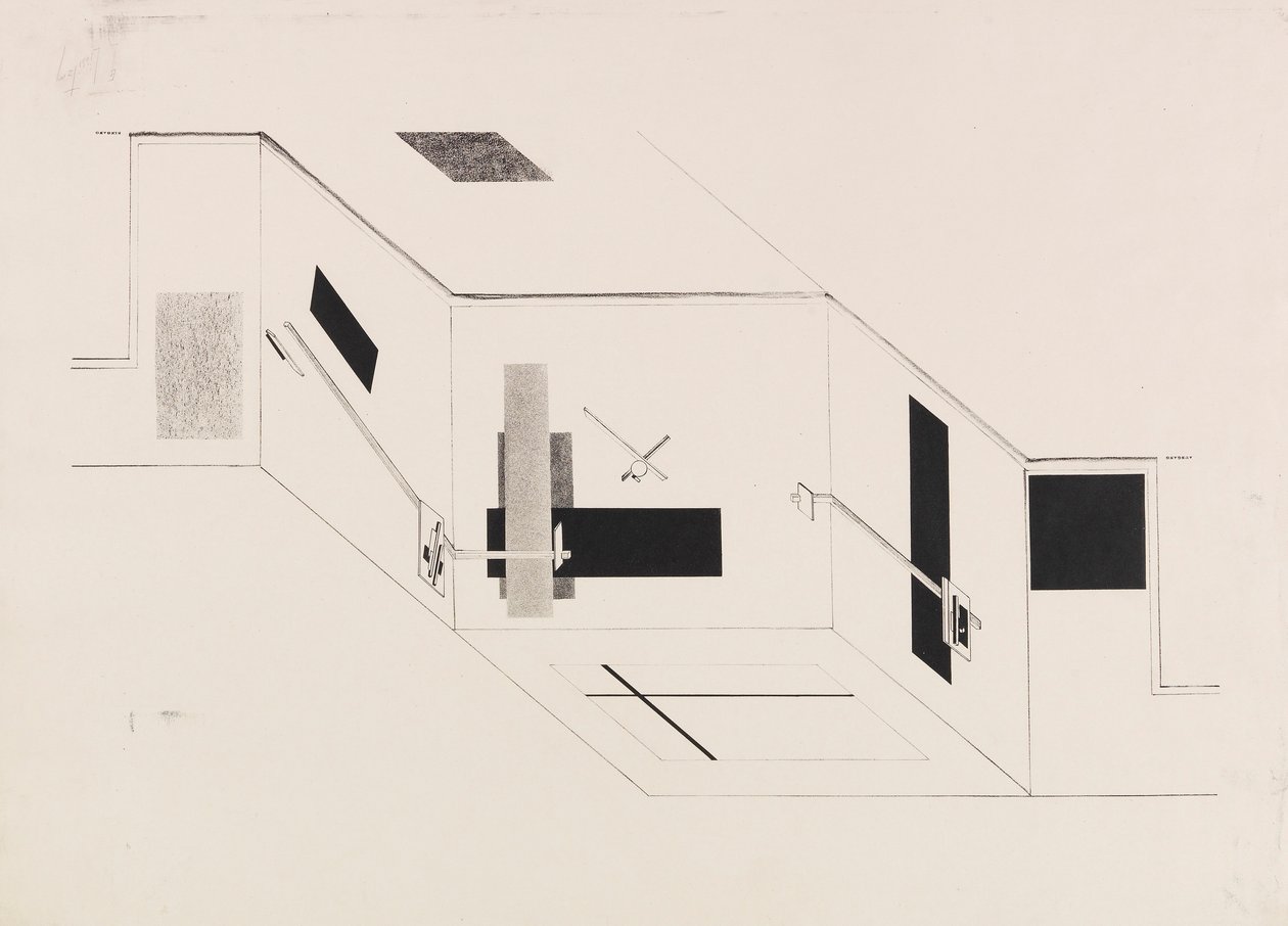O quarto Proun. Folha 5 do portfólio I Kestner, 1923. de Eliezer Markowich Lissitzky