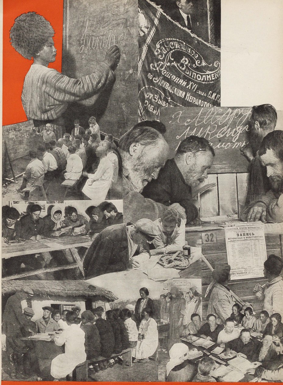 A luta contra o analfabetismo. Ilustração da URSS Builds Socialism, 1933. de Eliezer Markowich Lissitzky