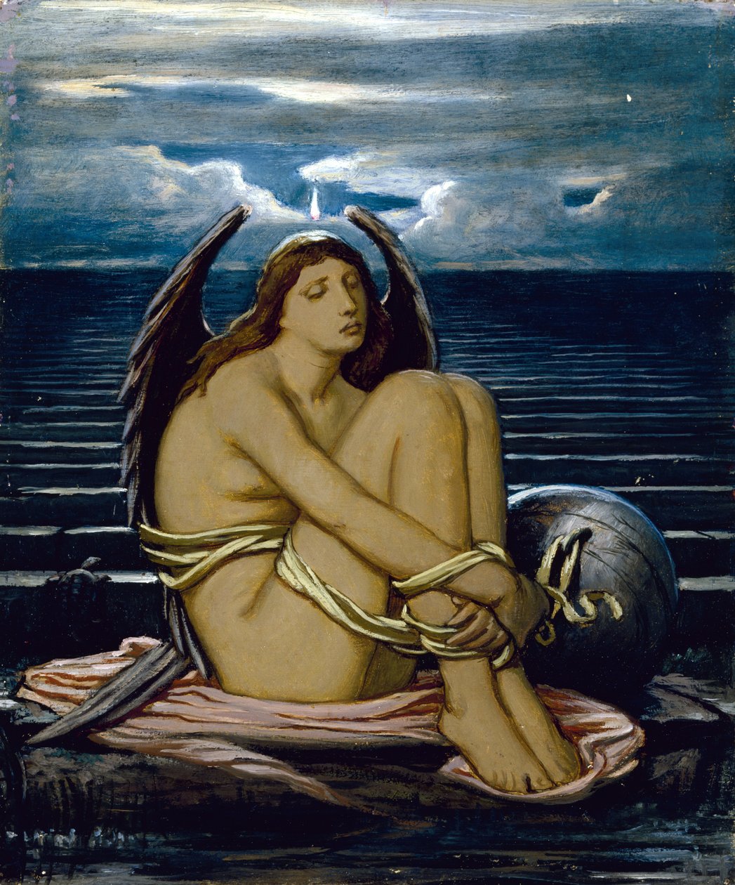 Alma em Bondage, c. 1891 (óleo no cartão) de Elihu Vedder