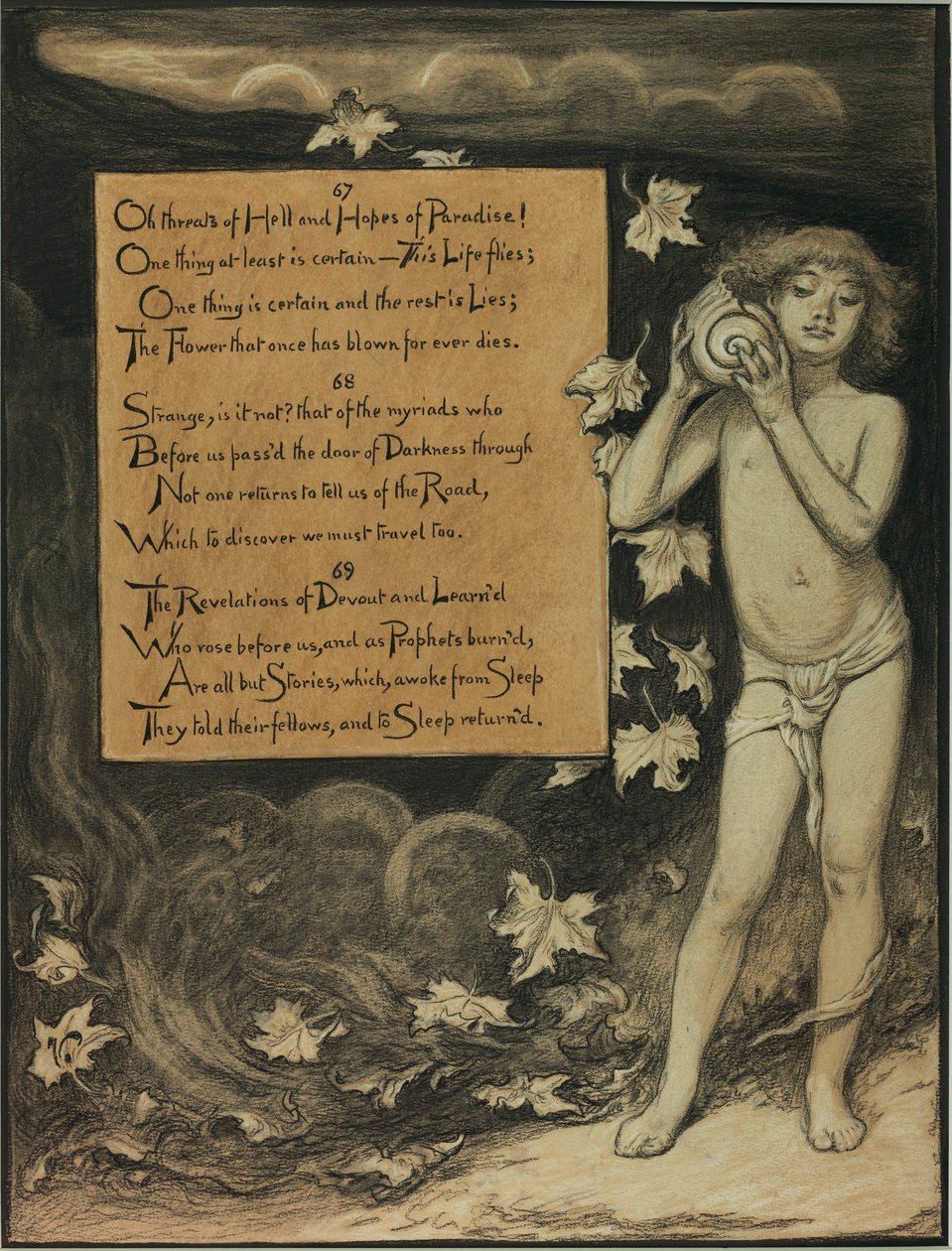 (Ilustração para o Rubáiyát de Omar Khayyám) O Presente escutando as vozes do passado de Elihu Vedder