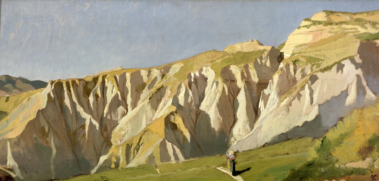 Falésias de Volterra (óleo sobre painel) de Elihu Vedder