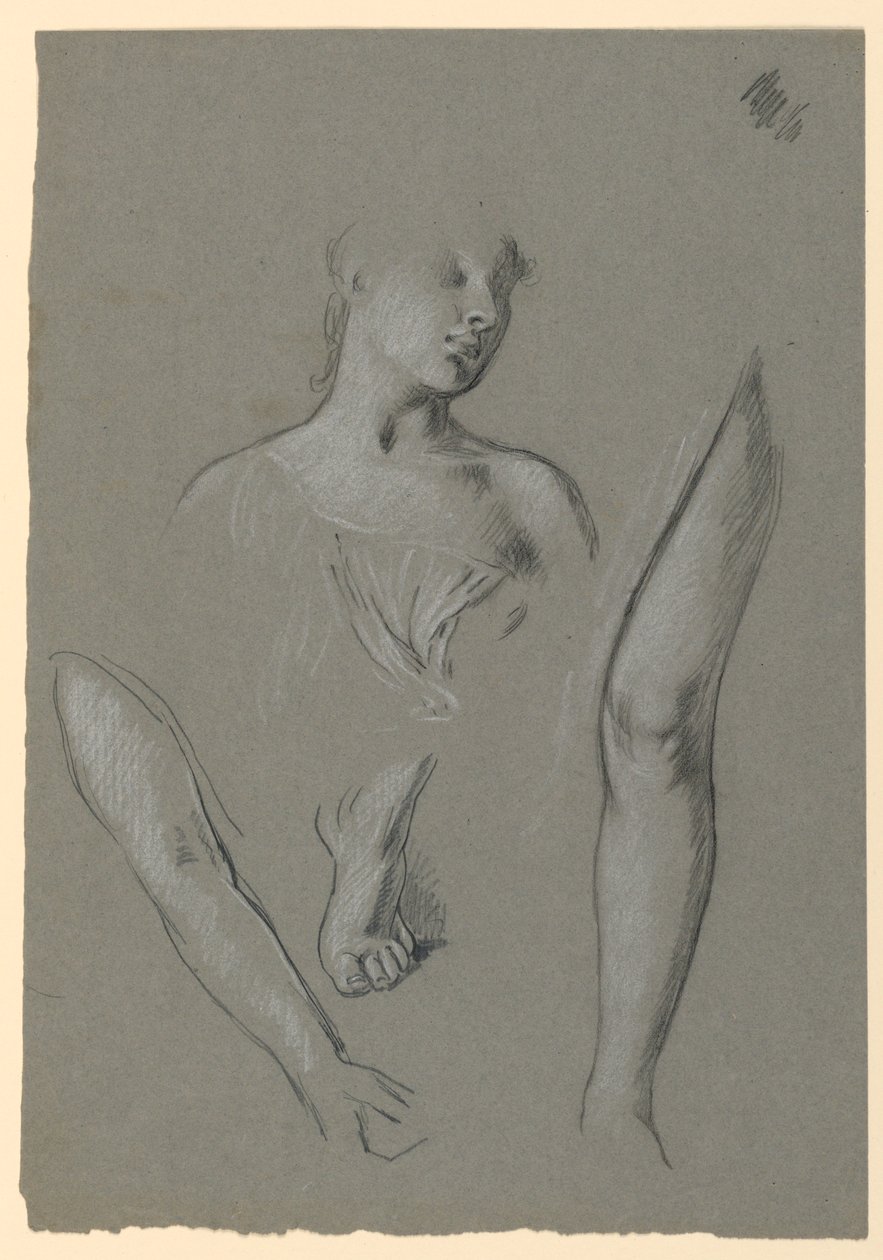 Detalhes de estudos de figura de Elihu Vedder