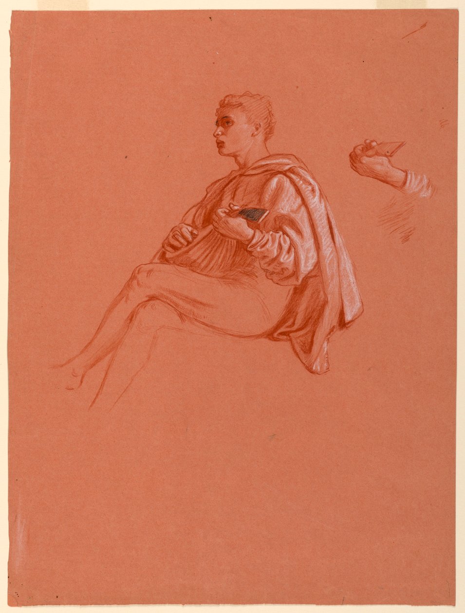 Desenho, Rapaz a tocar alaúde, 1871-72 de Elihu Vedder