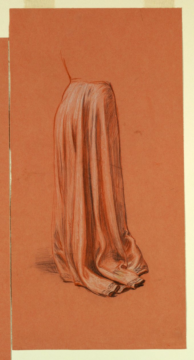 Desenho, Drapeado (estudo para pintura a óleo, "Procissão de Casamento", ou "a Dança"), ca. 1872-79 de Elihu Vedder