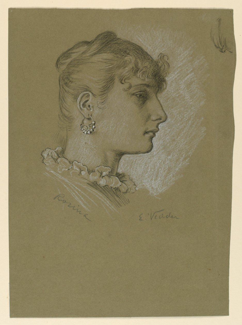 Desenho, Cabeça de uma mulher, perfil: Rosina, ca. 1885 de Elihu Vedder