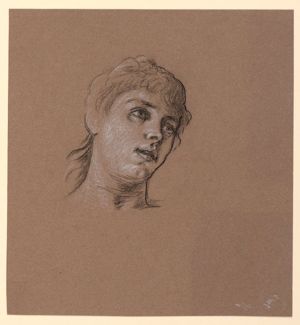 Desenho, Esboço de retrato de uma jovem rapariga, ca. 1885 de Elihu Vedder