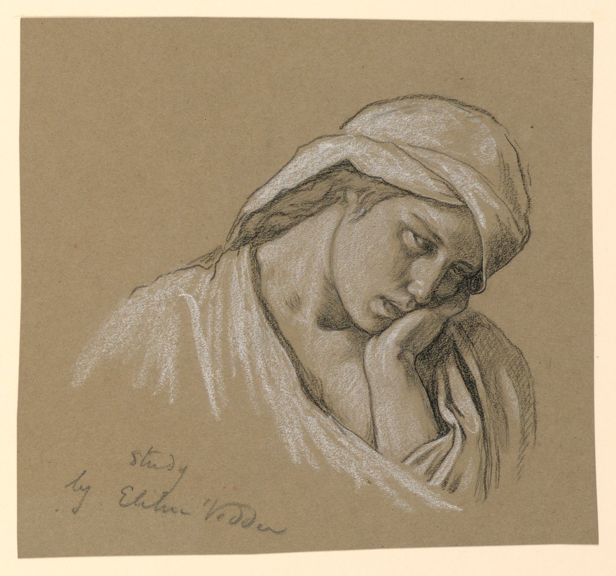 Desenho, Retrato de uma figura fantasiada, ca. 1885 de Elihu Vedder