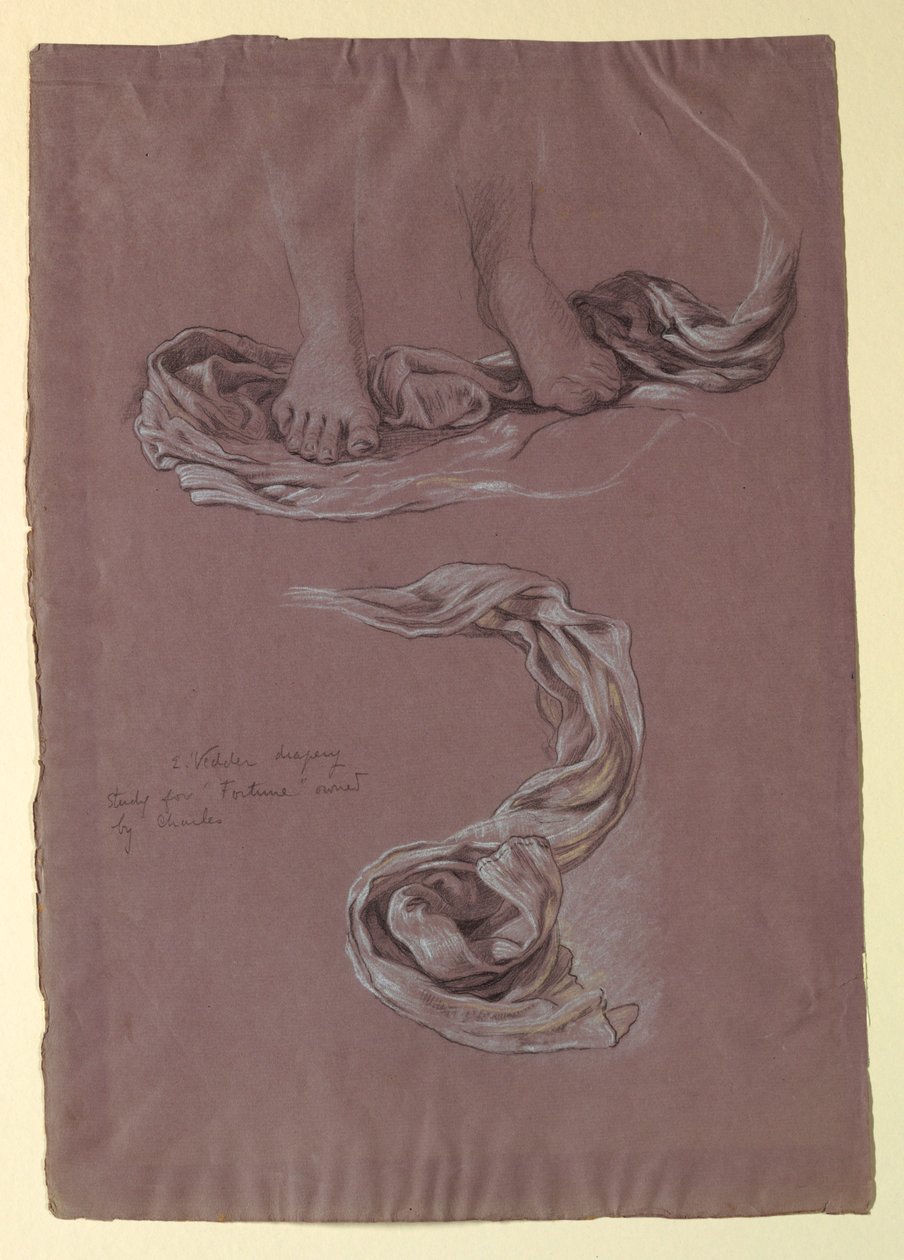 Desenho, Estudo do drapeado "Fortune", ca. 1877 de Elihu Vedder