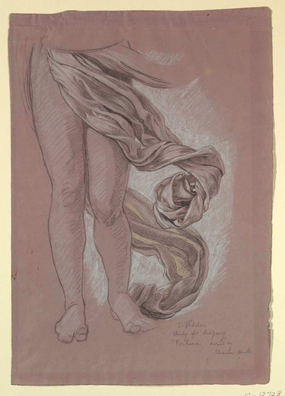 Desenho, Estudo do drapeado de "Fortune", ca. 1877 de Elihu Vedder