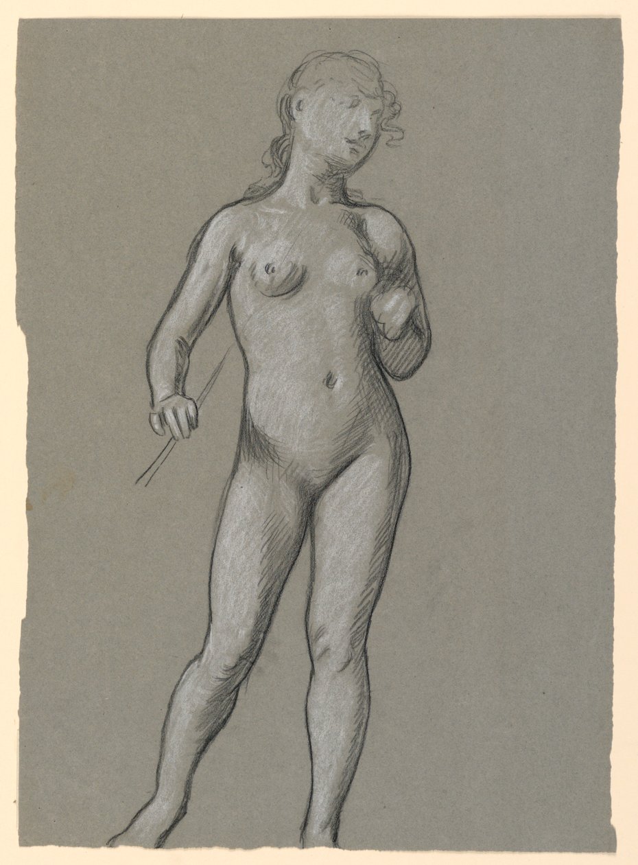 Desenho, Estudo de um nu feminino, ca. 1885 de Elihu Vedder