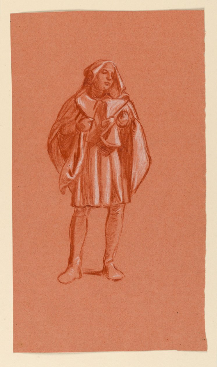 Desenho, Estudo de uma figura num traje com capuz, ca. 1885 de Elihu Vedder