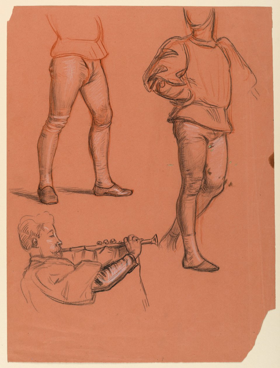 Desenho, pormenores de figuras masculinas, ca. 1885 de Elihu Vedder