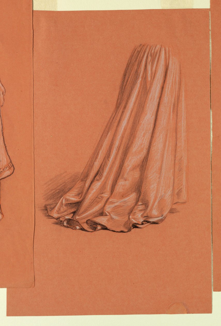 Desenho, panejamento (estudo para pintura a óleo, "Procissão de casamento"), ca. 1872 de Elihu Vedder