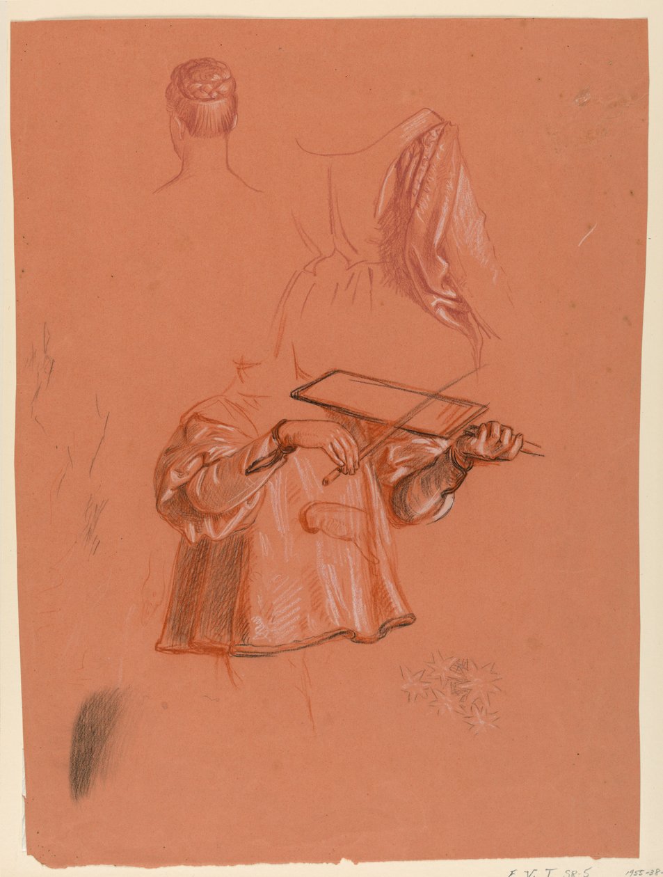 Desenho, estudos de figuras e panejamentos, ca. 1885 de Elihu Vedder