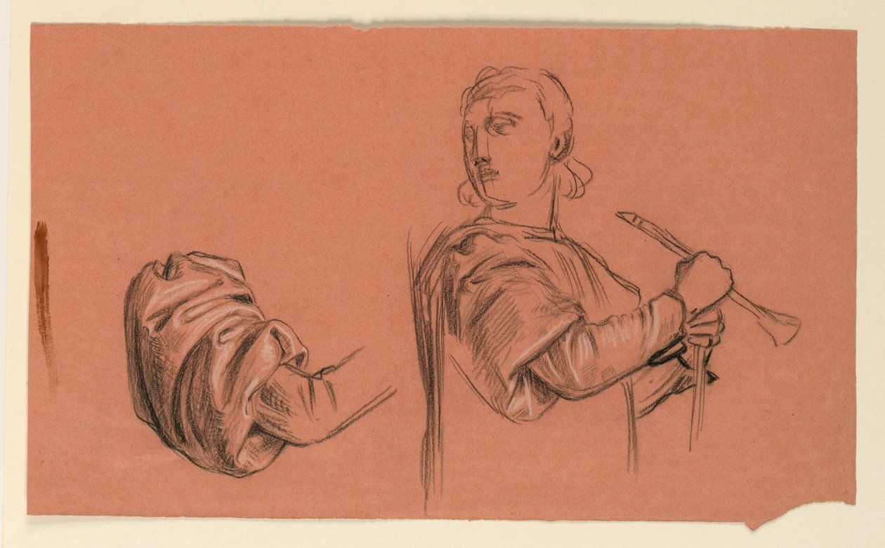 Desenho, pormenores de estudo de figura, ca. 1885 de Elihu Vedder