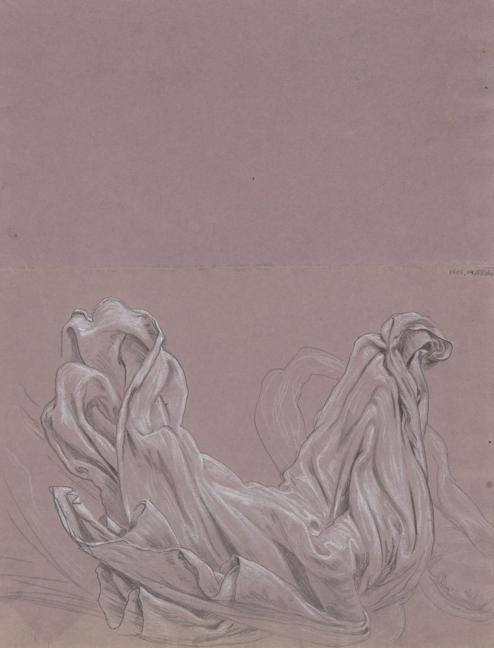 Estudos de figuras (recto); Estudo de Drapery (verso) de Elihu Vedder