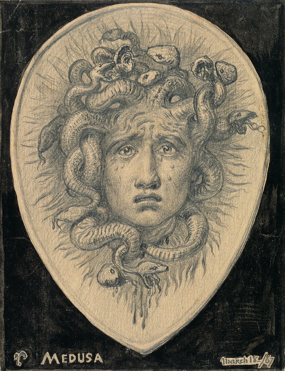 Medusa, 1867 (lápis e tinta no papel) de Elihu Vedder