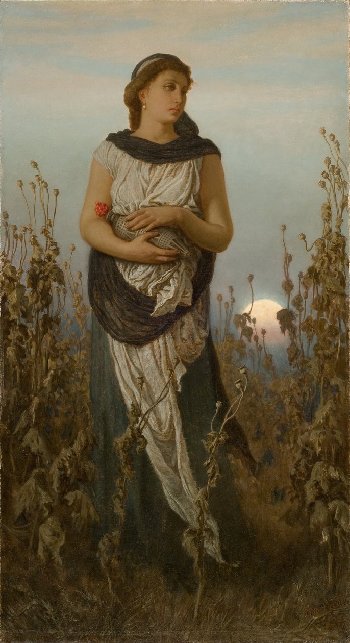 Memória (menina com papoulas), 1877 de Elihu Vedder
