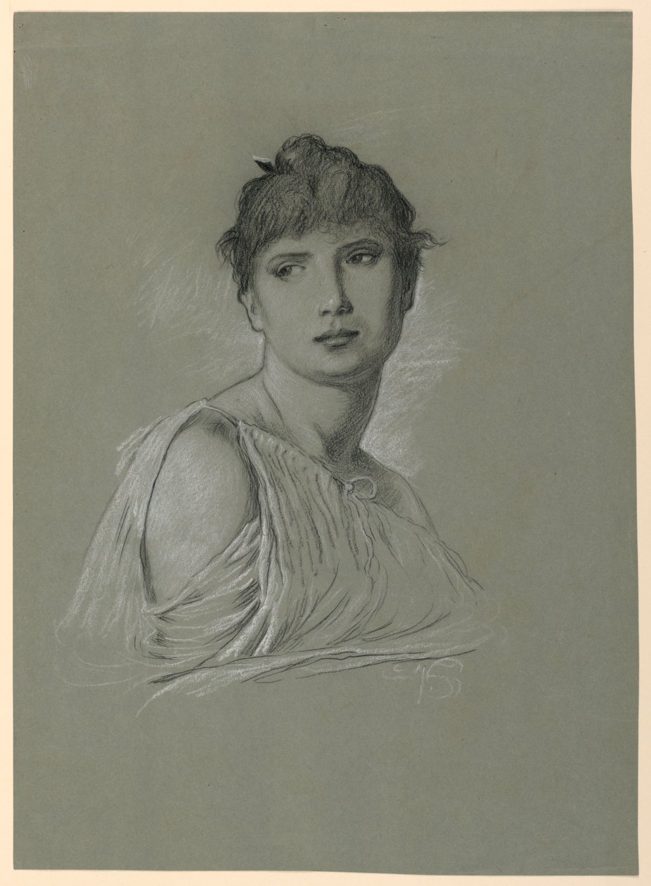 Esboço de retrato de uma jovem de Elihu Vedder