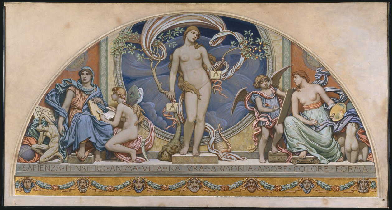 Roma, Representante das Artes: desenho para decoração em Bowdoin College, 1894 de Elihu Vedder