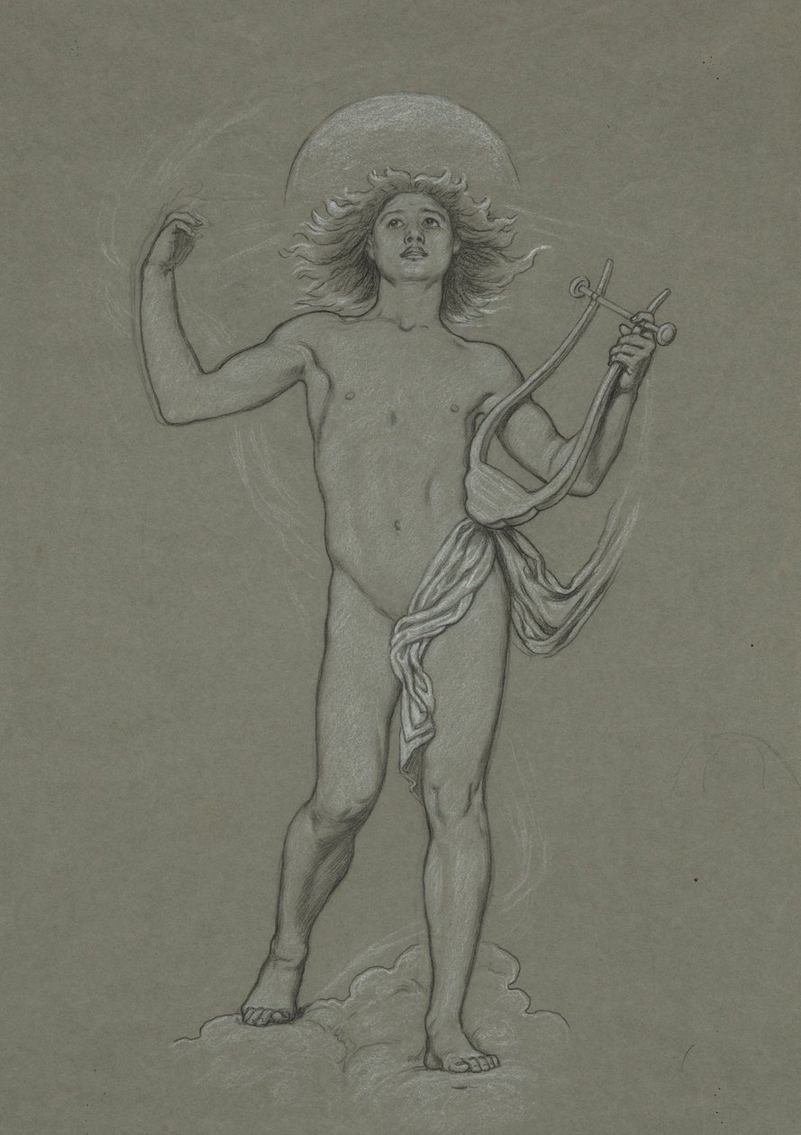 Estudo para a Figura de Apolo, dos 60 estudos para o teto de Huntington (1926,80) de Elihu Vedder
