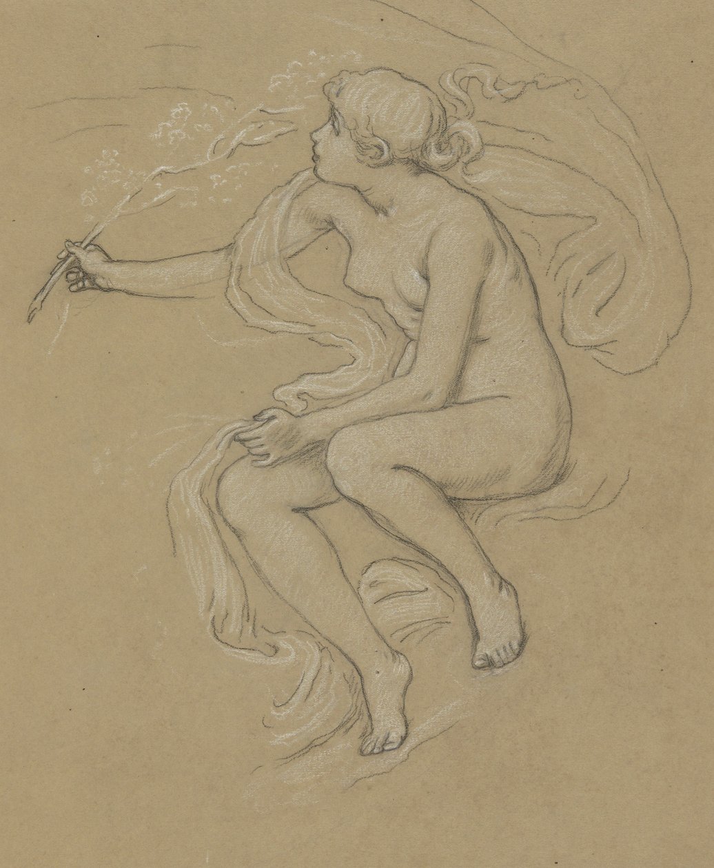 Estudo para Figura da Primavera de Elihu Vedder