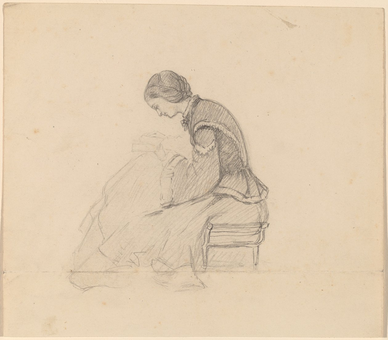Estudo de uma menina lendo de Elihu Vedder