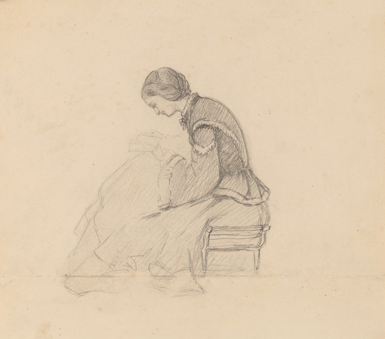 Estudo de uma menina lendo, c. 1858. de Elihu Vedder