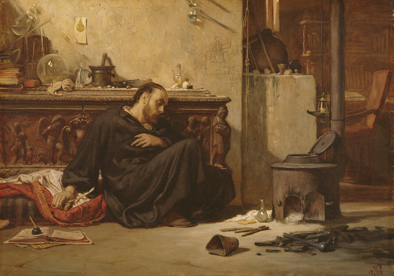 O Alquimista Morto, c.1868 de Elihu Vedder