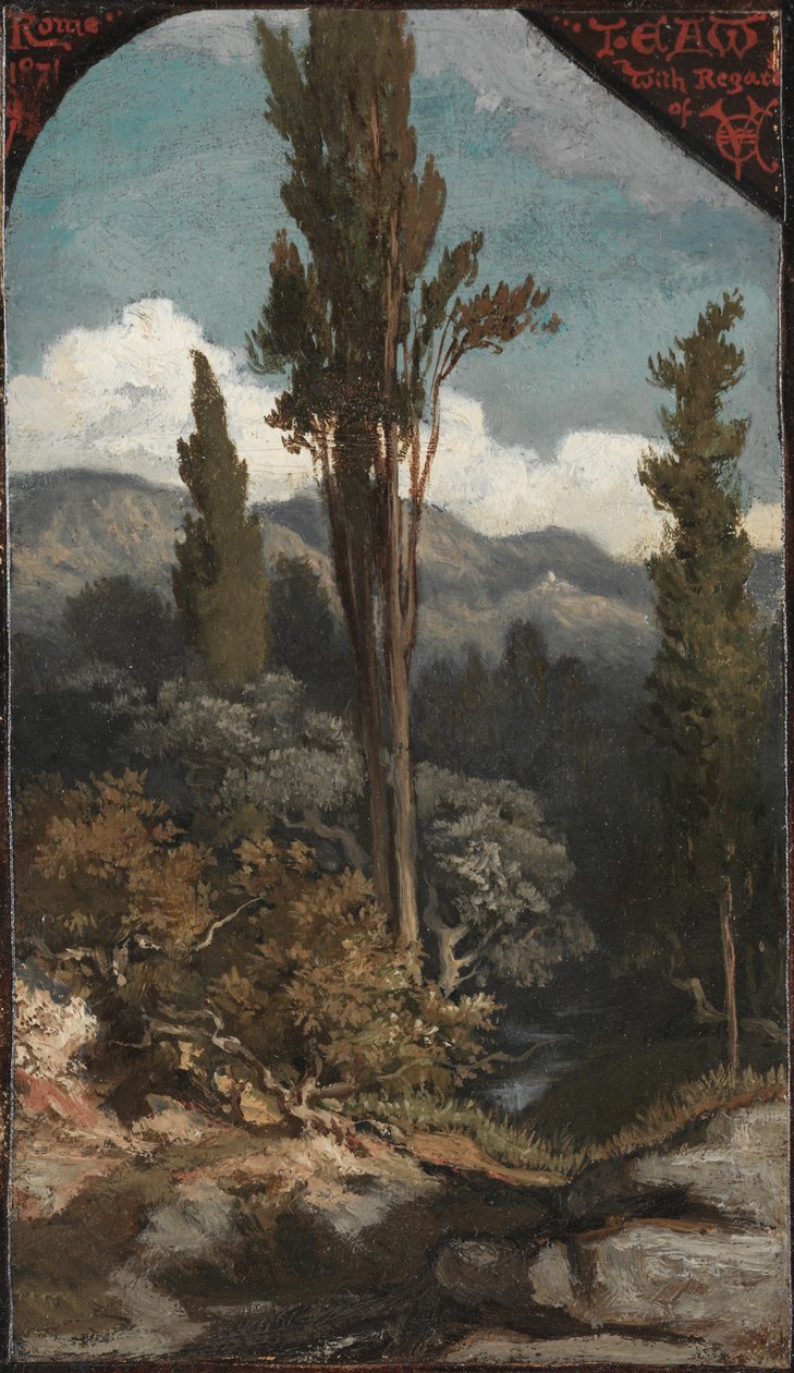 Três árvores: Itália, 1871. de Elihu Vedder