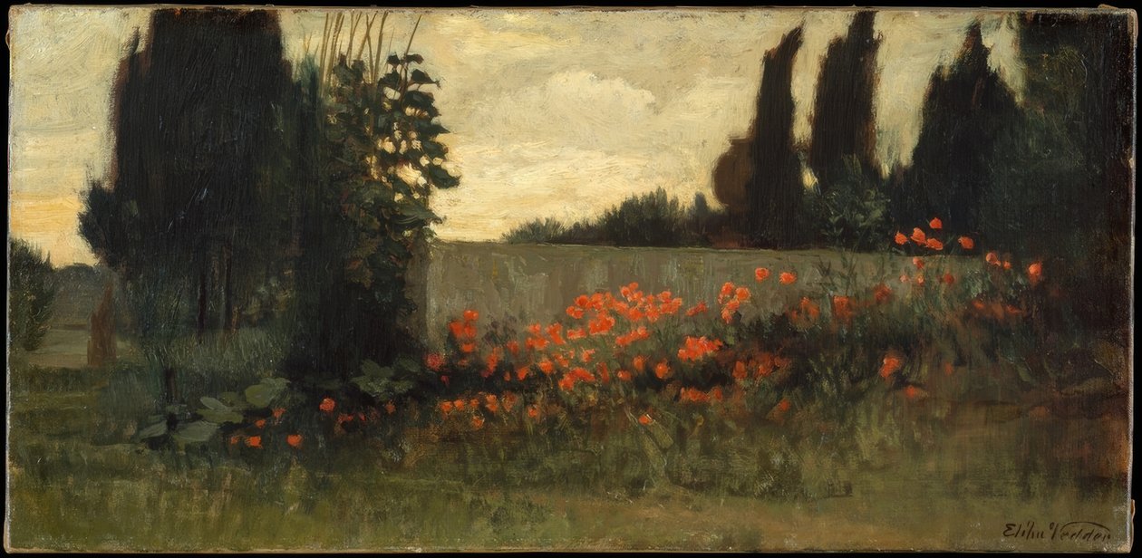 Cipreste e papoilas de Elihu Vedder