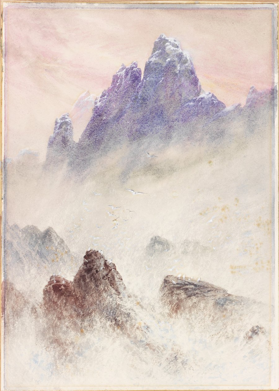 Ilhas Lofoten (bodycolour e aquarela no cartão) de Elijah Walton