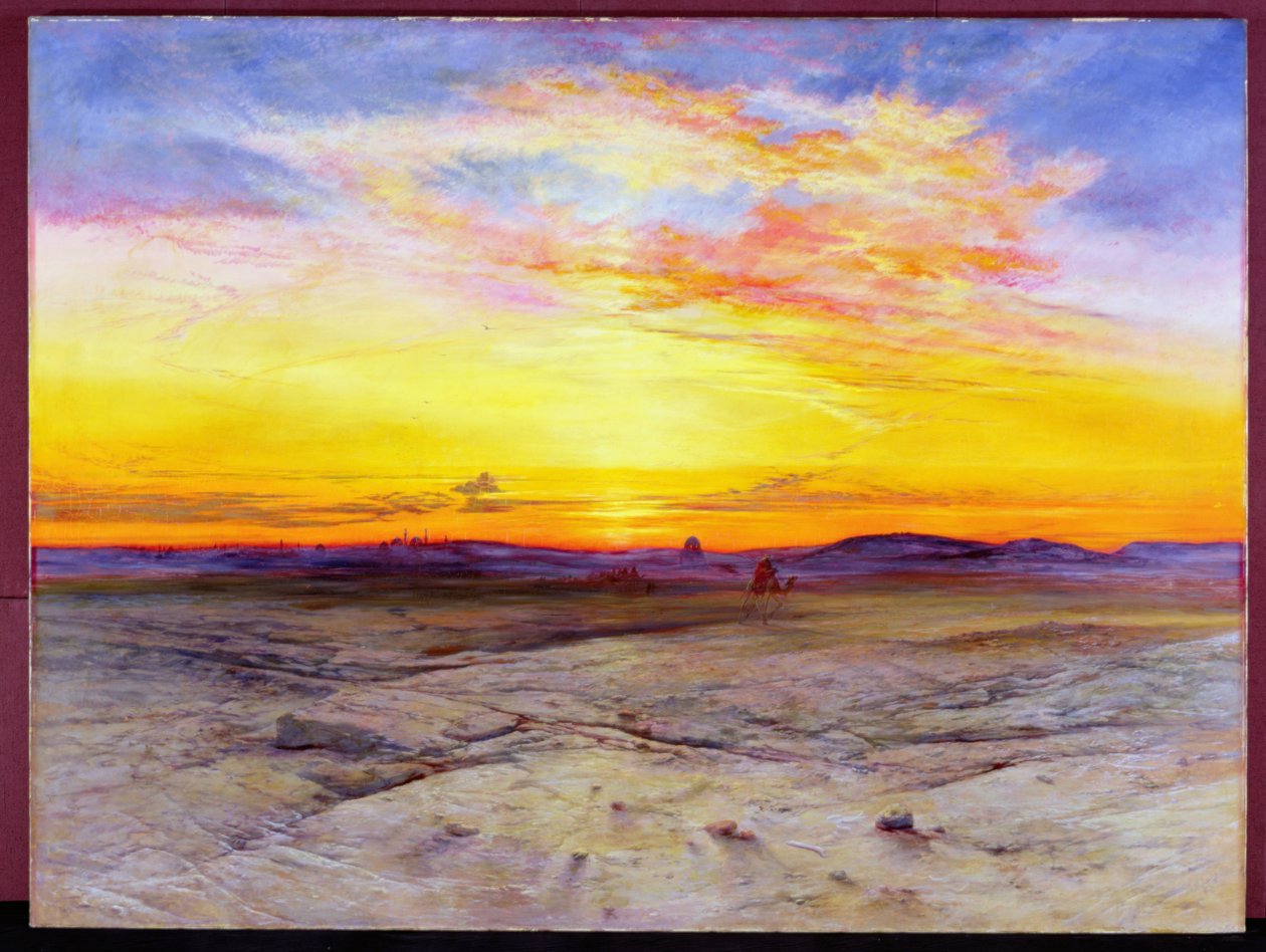 Os túmulos dos sultões perto do Cairo, no por do sol, 1865 de Elijah Walton
