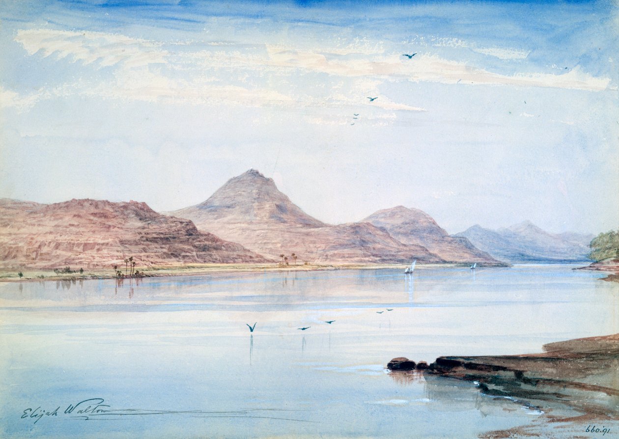 No Nilo, Gebel el Mody, Núbia, 1861 de Elijah Walton