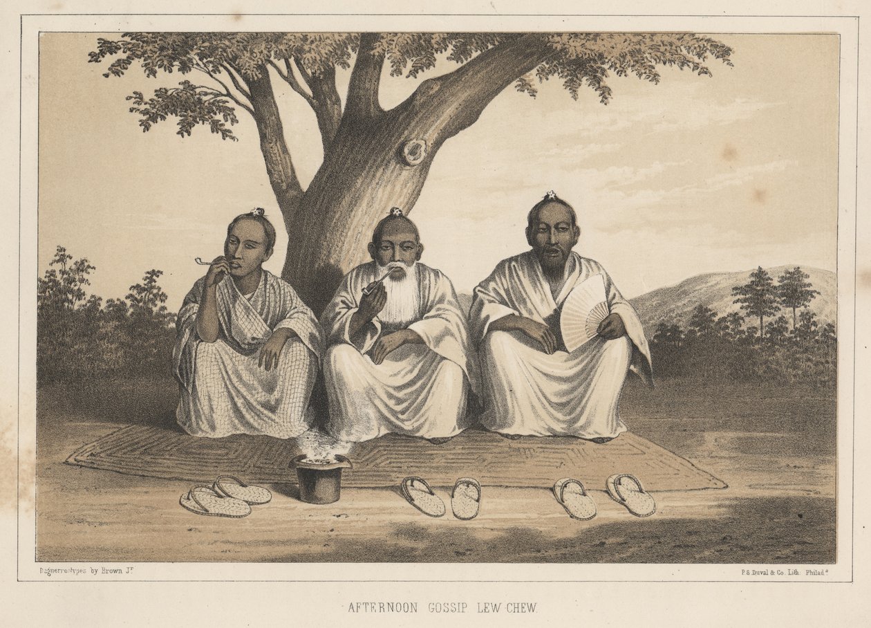 Fofoca da tarde, Lew Chew, 1855 de Eliphalet Brown