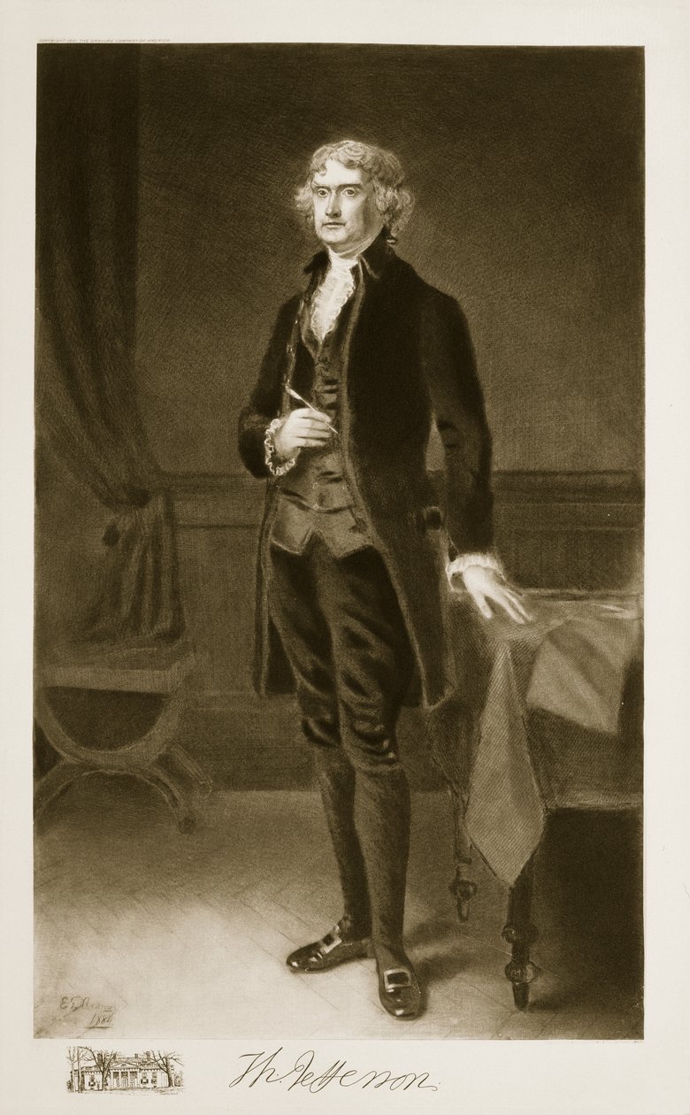 Thomas Jefferson, 3º Presidente dos Estados Unidos da América, 1884, pub. 1901 (fotogravura) de Eliphalet Frazer Andrews