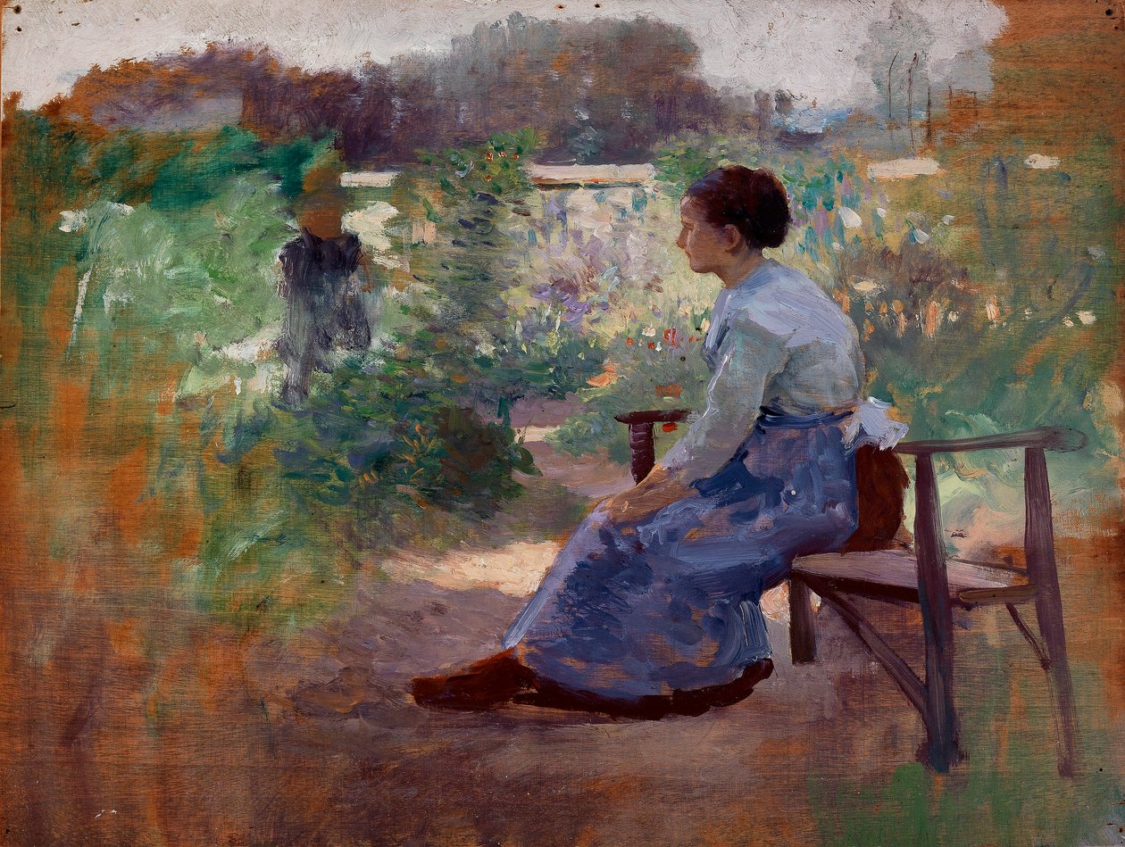 Mulher sentada num jardim de Eliphalet Fraser Andrews