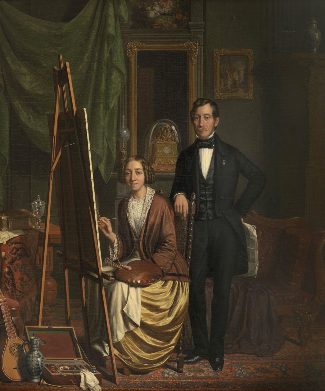 (Auto) retrato do casal Kiers-Haanen de Elizabeth Haanen (1845) de Elisabeth Alida Haanen