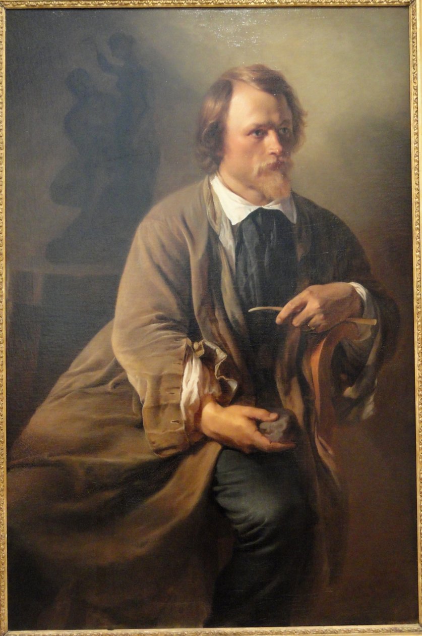 Retrato do escultor Jens Adolf Jerichau, o marido do artista de Elisabeth Jerichau Baumann