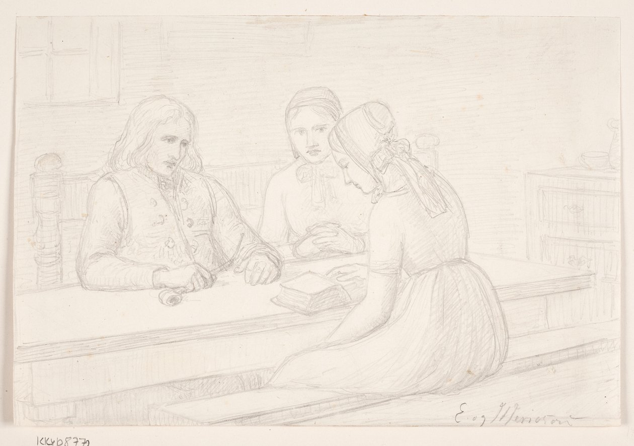 Desenho de estudo para "Husandagten" de Elisabeth Jerichau Baumann