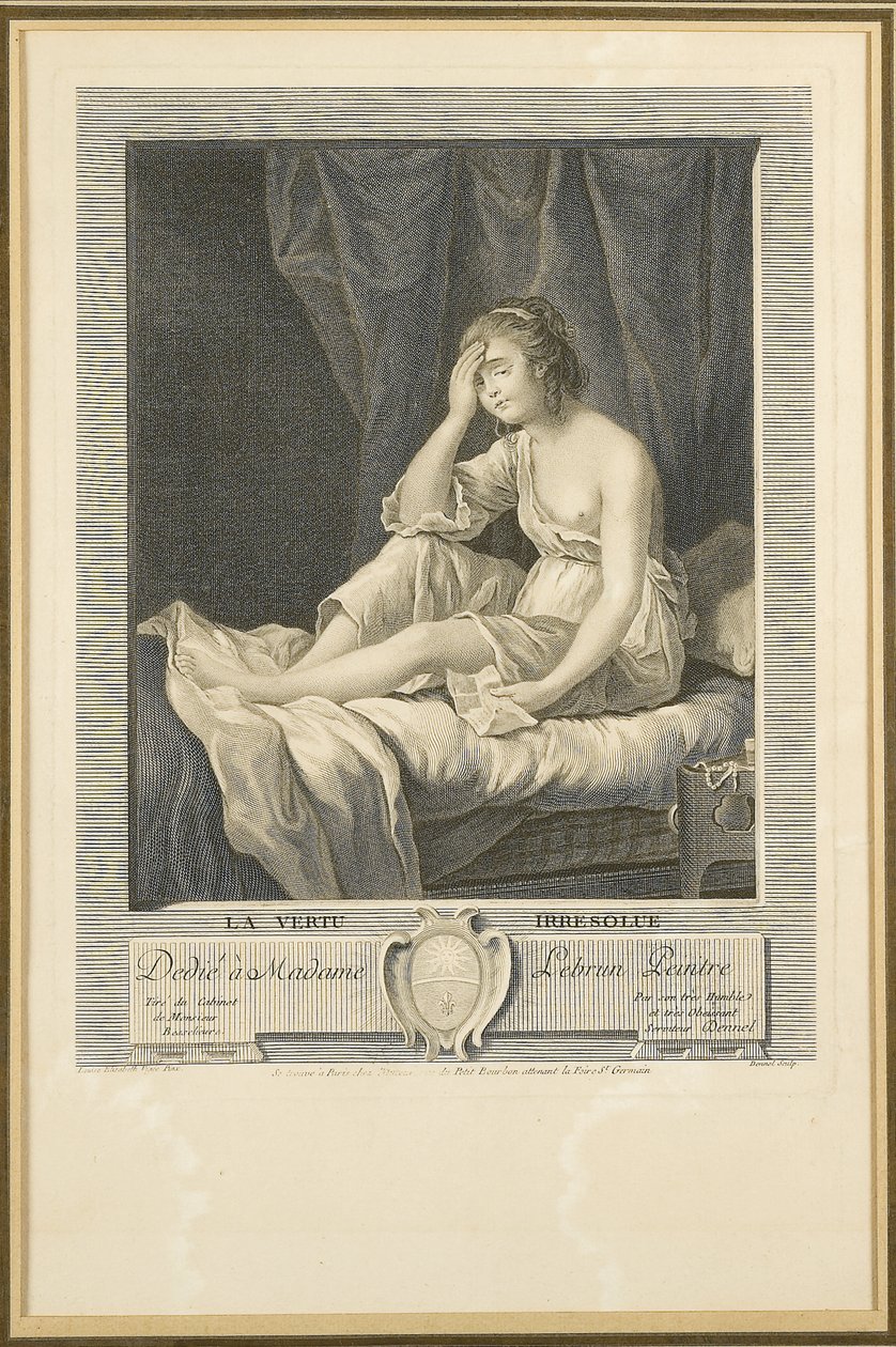 La Vertu Irresolue, gravada por Louis Dennel (1741-86) (gravura) de Elisabeth Louise (after) Vigee Lebrun