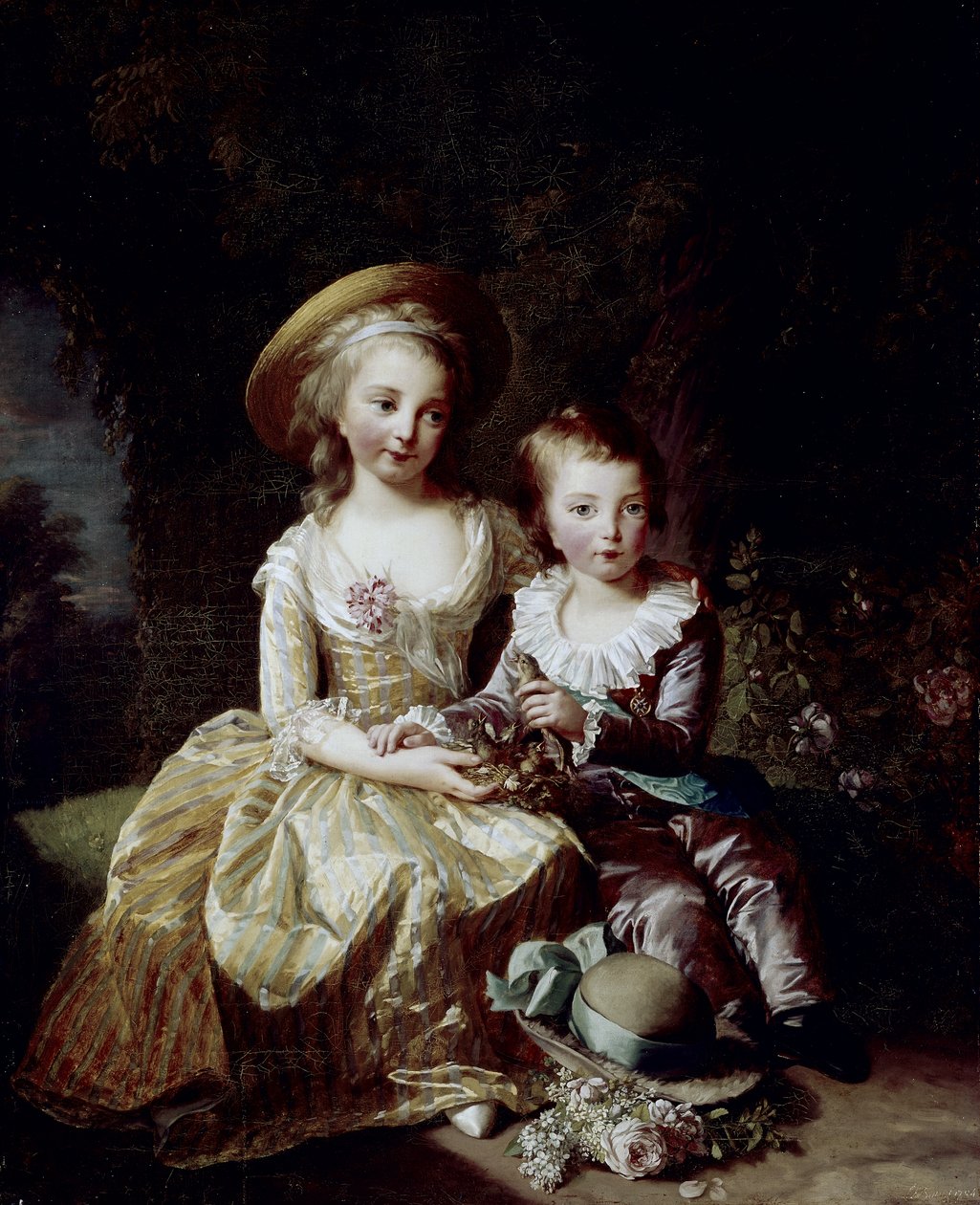 Retrato de Marie Thérèse Charlotte de França e Delfino Louis Joseph Xavier de França de Elisabeth Louise Vigee Lebrun