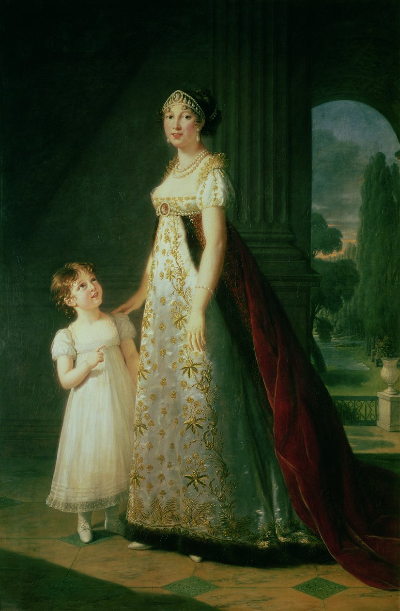 Maria Carolina Bonaparte (1782-1839) Rainha de Nápoles com sua filha Laetitia Murat de Elisabeth Louise Vigee Lebrun