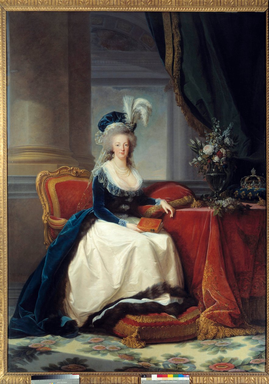 Marie-Antoinette - Portrait en pied de Marie Antoinette de Lorraine Habsburg, rainha da França (1755 - 1793) - Pintura de Marie Elisabeth Louise Vigee Le brun (ou Vigee-Lebrun ou Vigee Lebrun) (1755-1842) de Elisabeth Louise Vigee Lebrun