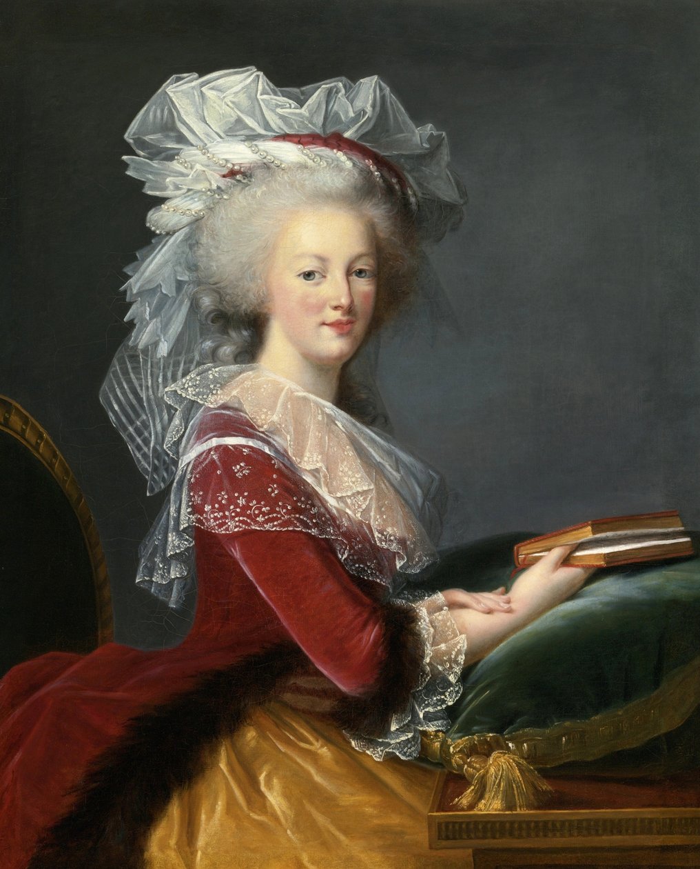 Marie Antoinette com um livro. de Elisabeth Louise Vigee Lebrun
