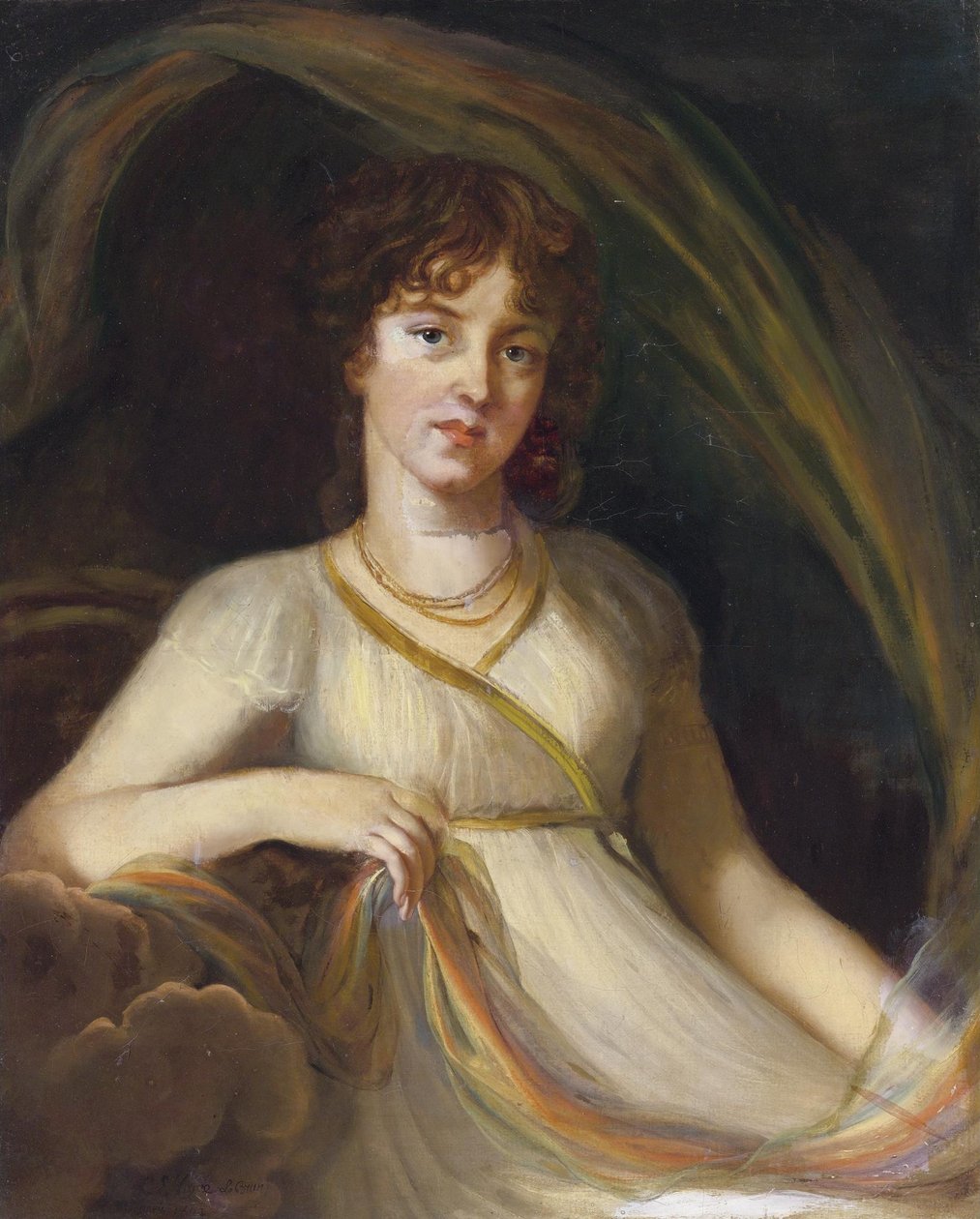 Retrato da princesa Ekaterina Osipovna Tyufyakina, née Khorvat 1777-1802 como Iris, 1802 de Elisabeth Louise Vigee Lebrun