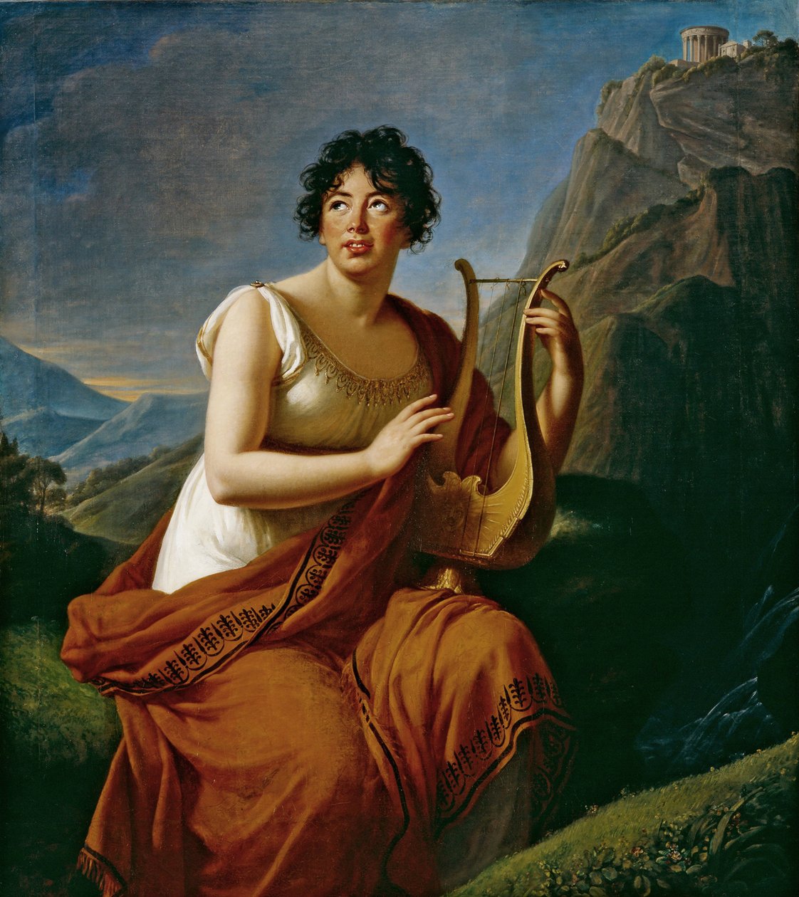 Retrato da autora Baronesa Anne Louise Germaine de Stael 1766-1817 como Corinne no Cabo Misenum, de Elisabeth Louise Vigee Lebrun